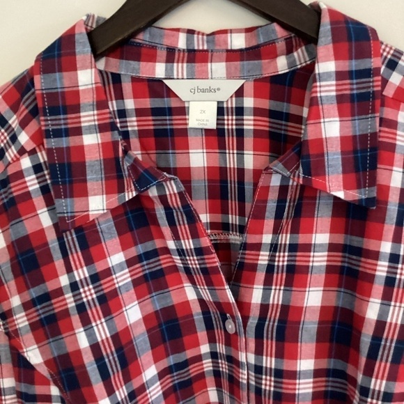 CJ Banks Fitted Plaid Button Up Shirt Plus Size 2X - Picture 3 of 4